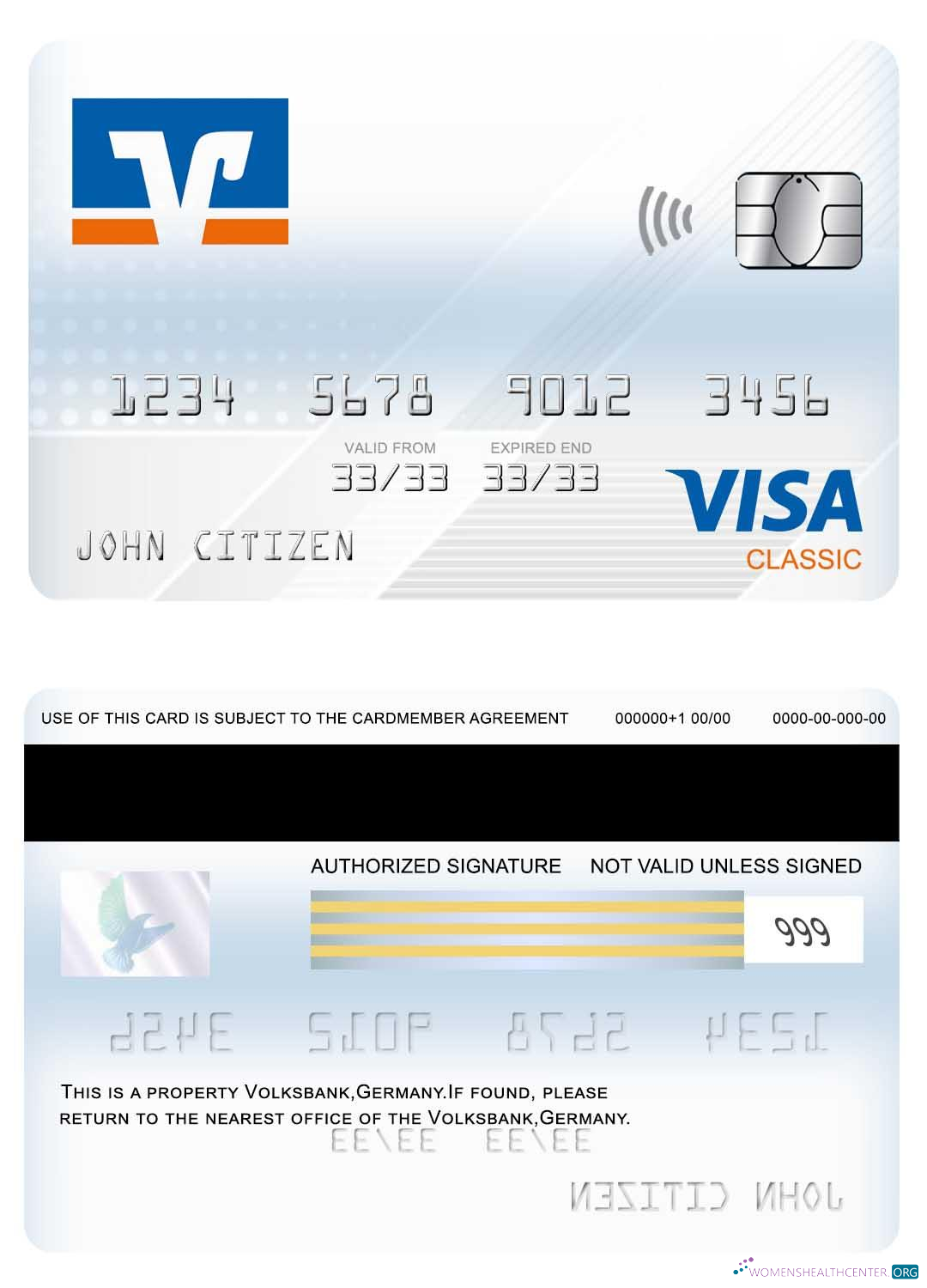 Download Germany Volksbank visa classic card Photoshop template